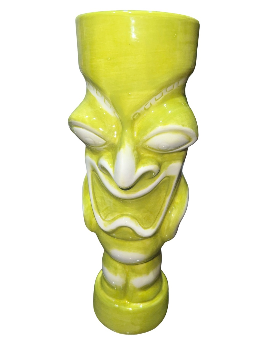 tall Ceramic kanaloa tiki mug green